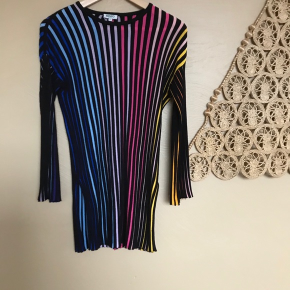 Kenzo Sweaters - Kenzo Rainbow Striped Tunic Sweater, XS